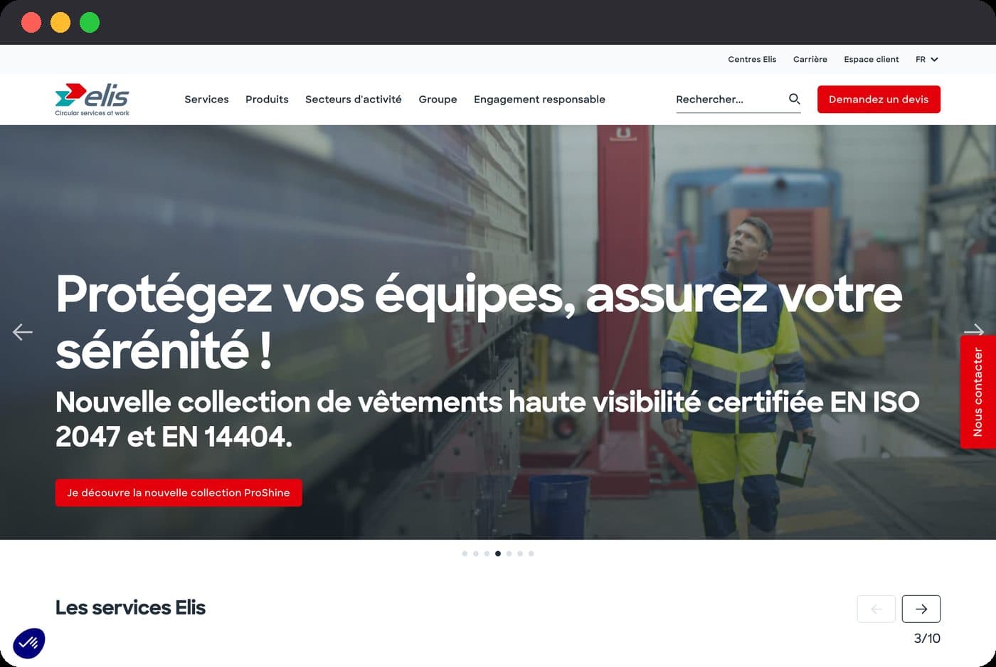 Page d'accueil du site Elis