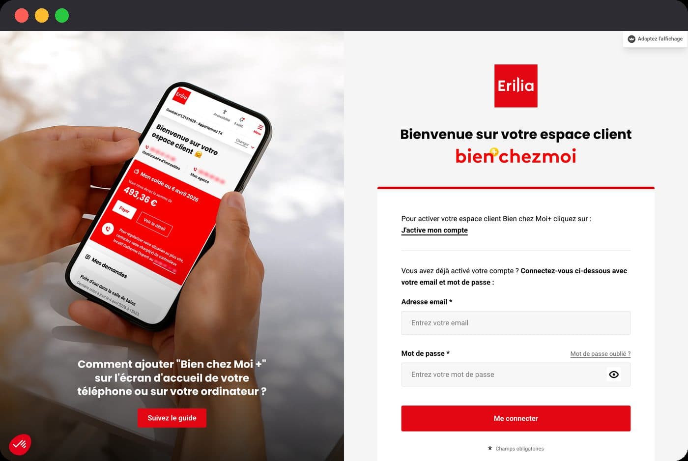 L'espace locataire d'Erilia