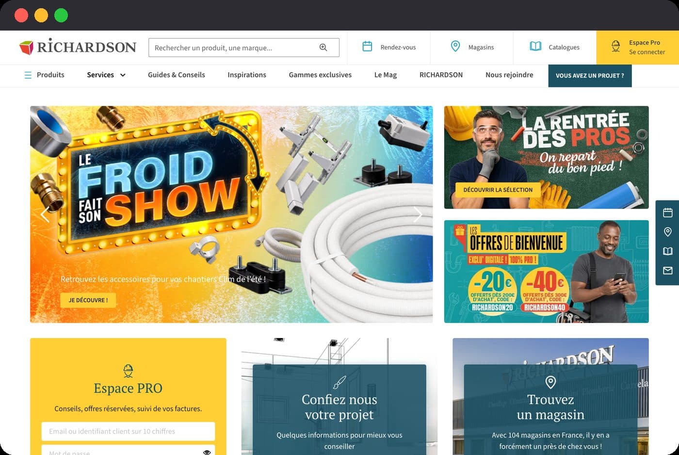 Page d'accueil du site Richardson
